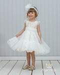 Angel Wings Kathy Ecru Tulle Baptism Outfit with Hair Accessories & Dress 2pcs 227