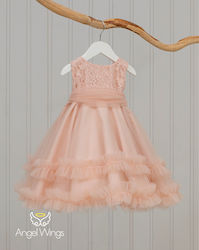 Angel Wings Ennie Puse Baptism Outfit with Hair Accessories & Dress 2pcs