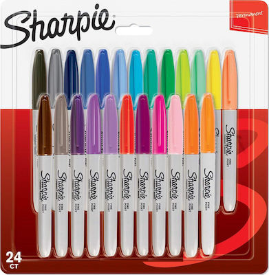 Sharpie Permanent Ανεξίτηλοι Μαρκαδόροι Πολύχρωμοι 24τμχ