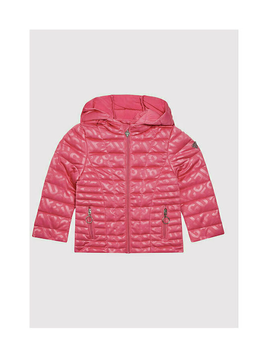 Guess Kids Quilted Jacket short Hooded Pink