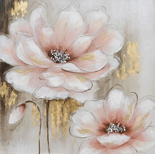 Karvounis Blumen Gemälde auf Leinwand 60x60cm