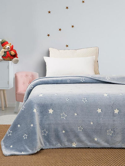 Sunshine Blanket Fleece Stars Glowing Blue 160x220cm