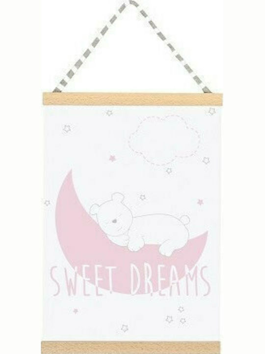 Petit Praia Banner Decorativ pentru Copii Roz din Țesătură Dream 30x42cm