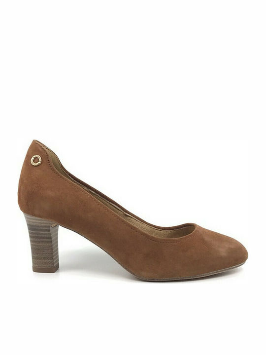 Suede Tabac Brown Medium Heels