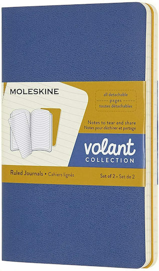 Moleskine Σετ 2 Σημειωματάρια 80 Φύλλων Ριγέ Μπλε
