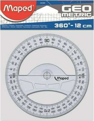 Maped Protractor Plastic Transparent 12cm with Handle 360o Technic