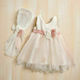 Lollipop Celebrations Rosa Taufset Kleidung mit Haar-Accessoires , Kleid & Strickjacke aus Tüll 3Stück