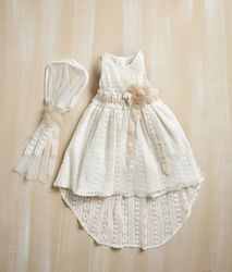 Lollipop Celebrations Ecru Lace Baptism Outfit with Hair Accessories , Dress & Cardigan 3pcs