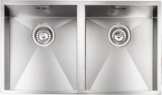 Sanitec Filo Quadra Вграден Кухненски Мивка Inox Гладко (Сатенено Покритие) Дължина 77xШирина 45см Сребрист