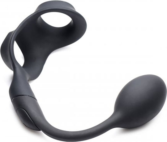 XR Alpha Pro 10X P Ring Cock Silicone with Anal Plug Black