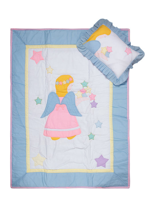 Silk Fashion Blanket Cot Angel Cotton Light Blue 90x120cm