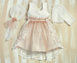 Lollipop Celebrations Pink Lace Baptism Outfit with Hair Accessories , Dress & Cardigan 3pcs