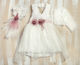 Lollipop Celebrations Alb Set de Haine de Botez cu Accesorii pentru păr , Cardigan & Rochie din Dantelă 3buc