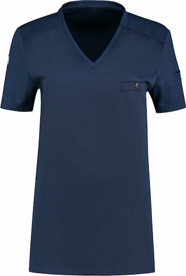 Le Nouveau Chef Bluse Koch Damen Blau mit Kurzärmelig Fae