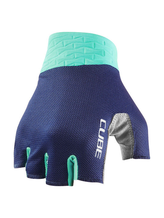 CUBE Performance Half Finger Cycling Gloves Blue