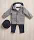 Lollipop Baptism Suit for Boys Gray K-325 5 Pieces
