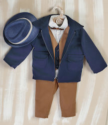 Lollipop Boys Baptism Suit with Vest 7pcs Tabac