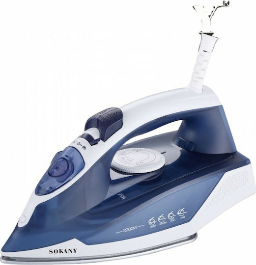 Sokany SL-2022 Steam Iron 2200W with Stainless Steel Plate and Continuous Steam Supply 25g/min