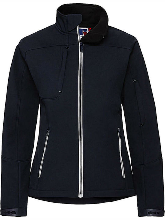 Bionic R-410F-0 Women's Short Sports Softshell Jacket Waterproof and Windproof for Winter Navy Blue