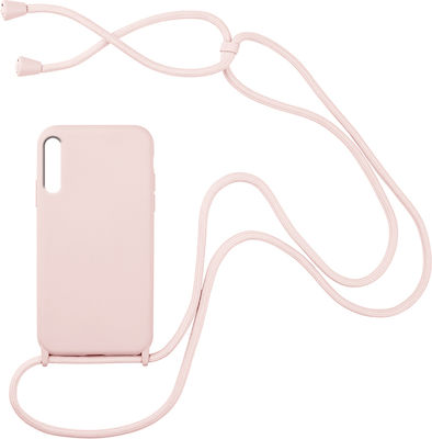 Sonique Carryhang Liquid Back Cover Silicone 0.5mm with Strap Pink (Galaxy A50)