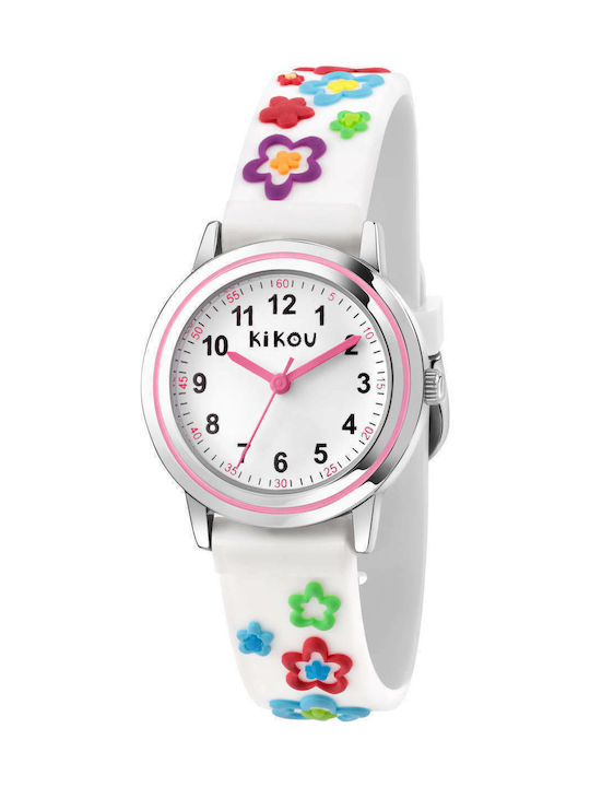 Kikou Kids Analog Watch with Rubber/Plastic Strap White