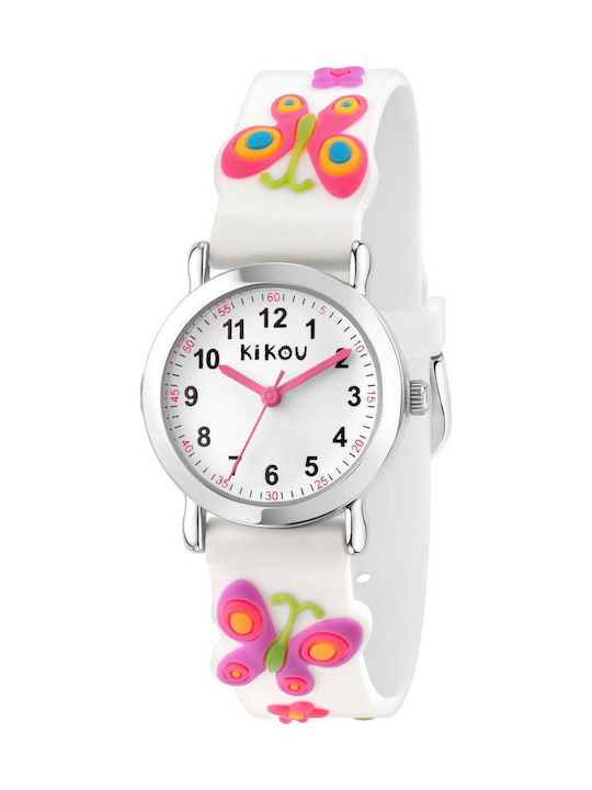Kikou Kids Analog Watch with Rubber/Plastic Strap White