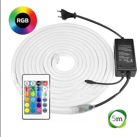 Astralux Αδιάβροχη Ταινία LED 220V RGB Φως 5m Neon Flex με Τροφοδοτικό