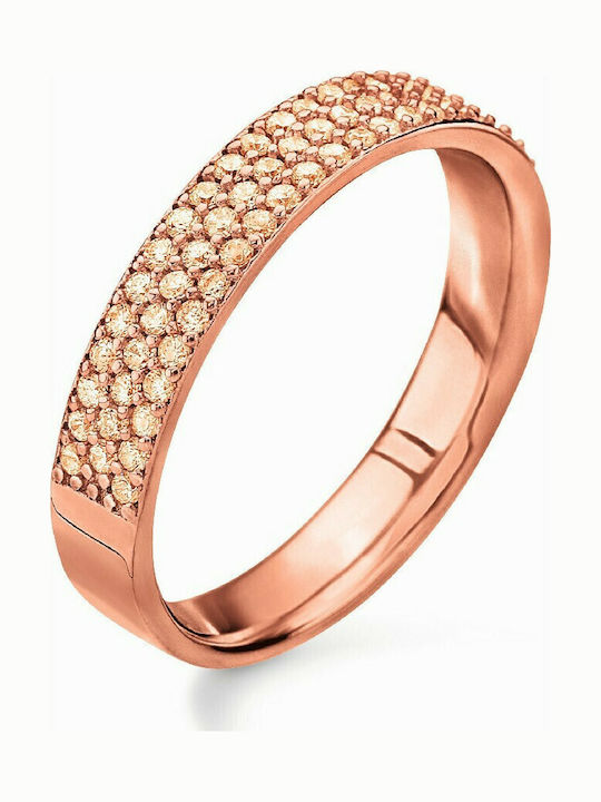 Folli Follie Ring with Stones made of Steel Gold Plated