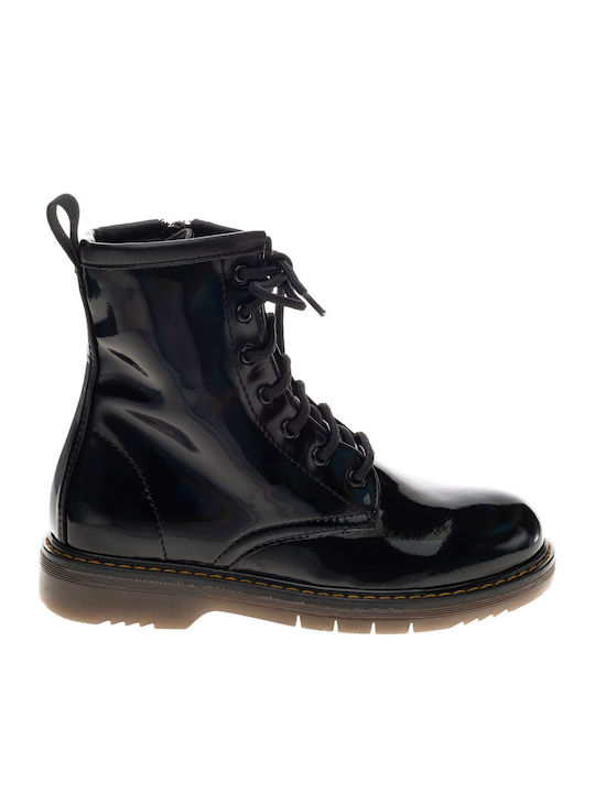 Scarpy Kids Patent Leather Military Boots with ...