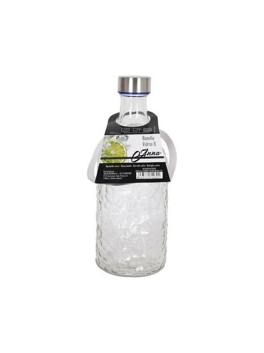 BigBuy Μπουκάλι Νερού Γυάλινο με Βιδωτό Καπάκι Διάφανο 1000ml