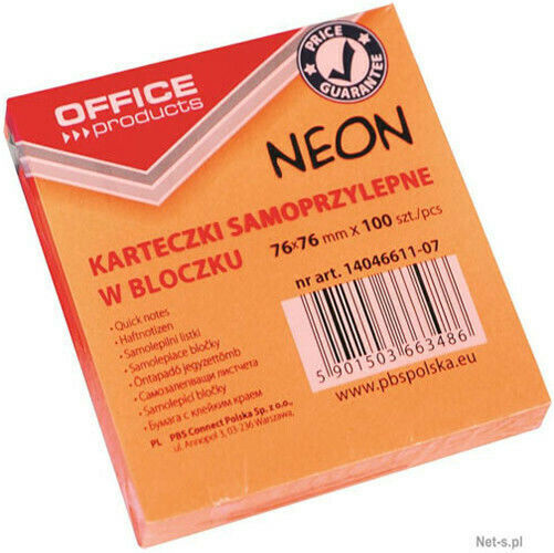 Office Point Αυτοκόλλητα Χαρτάκια Σημειώσεων σε Κύβο 100 Φύλλων Πορτοκαλί 7.6x7.6εκ. Χαρτάκια