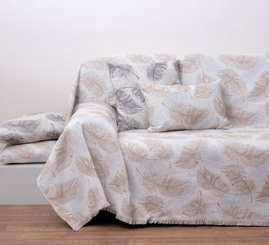 Anna Riska 1562 Cuvertură Pentru Canapea De Fotoliu Jacquard 180x180cm Sand