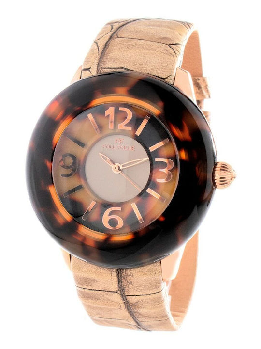 Folli Follie Women's Watch with Pink Gold Leather Strap