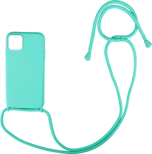 Sonique Carryhang Liquid Back Cover Silicone 0.5mm with Strap Light Blue (iPhone 12 / 12 Pro)