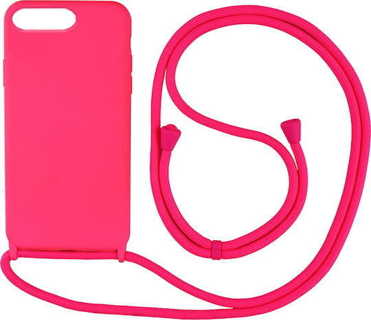 Sonique Carryhang Liquid Umschlag Rückseite Silikon 0.5mm mit Band Fuchsie (iPhone 8/7 Plus)