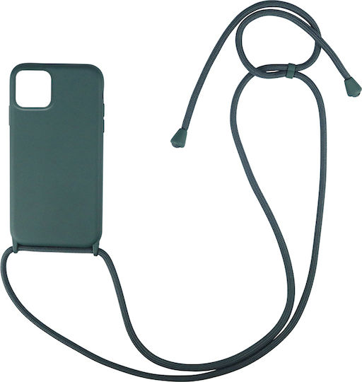 Sonique Carryhang Back Cover Silicone 0.5mm with Strap Green (iPhone 12 / 12 Pro)