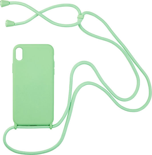 Sonique Carryhang Back Cover Silicone 0.5mm with Strap Light Green (iPhone XR)