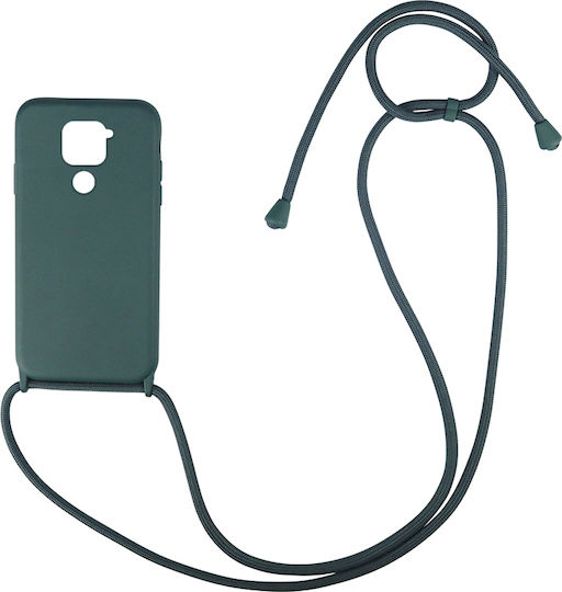 Sonique Carryhang Back Cover Σιλικόνης 0.5mm με Λουράκι Σκούρο Πράσινο (Redmi Note 9)
