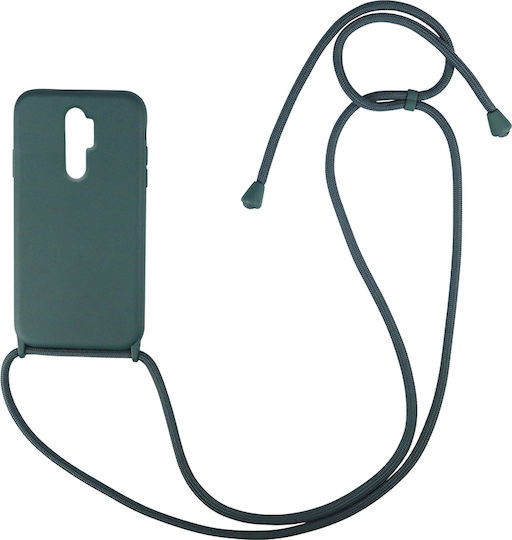 Sonique Carryhang Back Cover Σιλικόνης 0.5mm με Λουράκι Σκούρο Πράσινο (Redmi 9)
