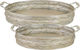 Marhome Metallic Round Decorative Tray Silver 38x38cm 2pcs