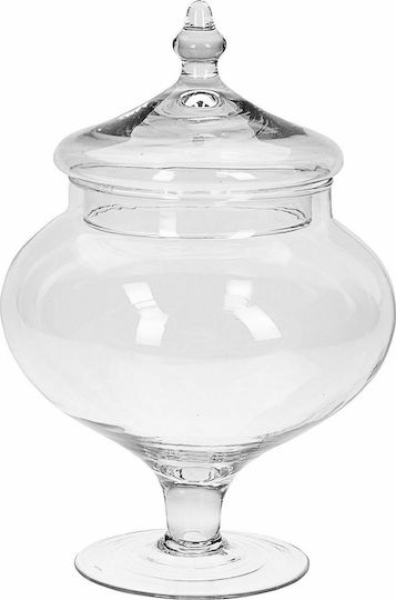JK Home Decoration Φοντανιέρα Glas mit Deckel und Ständer 17x17x28cm Transparent
