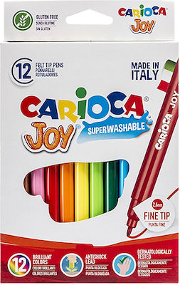 Carioca Joy Πλενόμενοι Μαρκαδόροι Ζωγραφικής Λεπτοί Σετ 12 Χρωμάτων