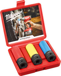 Milwaukee Nüsse Pneumatisch Sechskant mit Vierkant-Antrieb 1/2" Set 3Stück