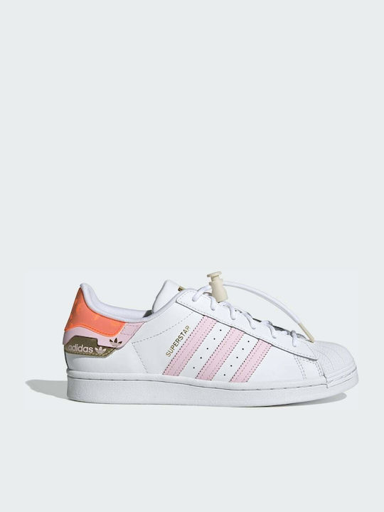 Adidas Superstar Γυναικεία Sneakers Cloud White / Clear Pink / Solar Red