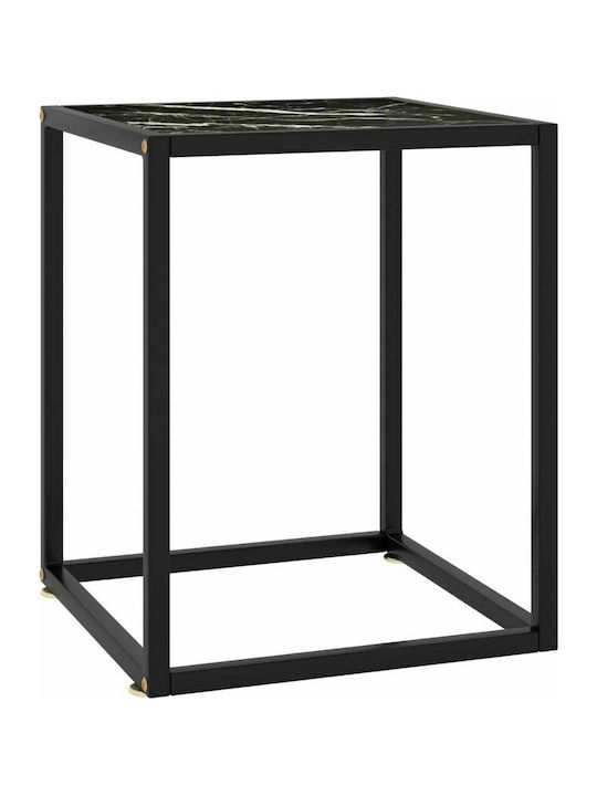 Square Glass Side Table Black L40xW40xH50cm