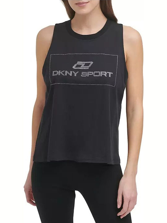 DKNY Women's Athletic Cotton Blouse Sleeveless Black
