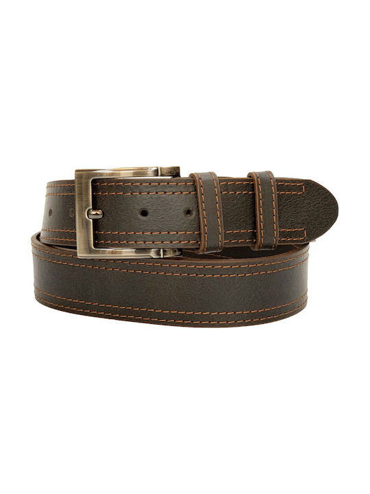 Men's Belt made of Genuine Leather of Excellent Quality 4cm Greek Made in Brown