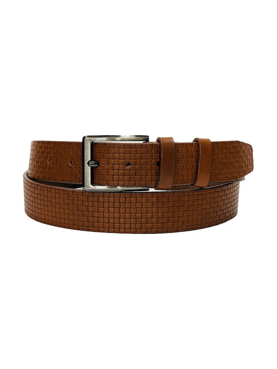 Men's Belt made of Genuine Leather of Exceptional Quality with Pyrography 3,5cm Greek Made in Taba