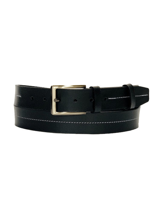 Men's Belt made of Genuine Leather of High Quality 3,5cm Greek Made in Black