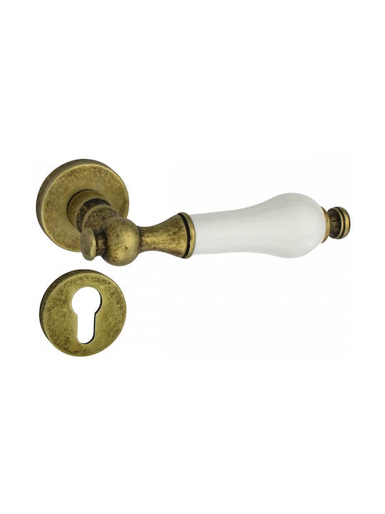 Viobrass Ръкохватка Предна врата с Розета -5 with Porcelain